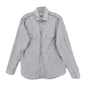 RAG & BONE Men's Button Up Long Sleeve Shirt Casual Mini Check 100% Cotton LARGE